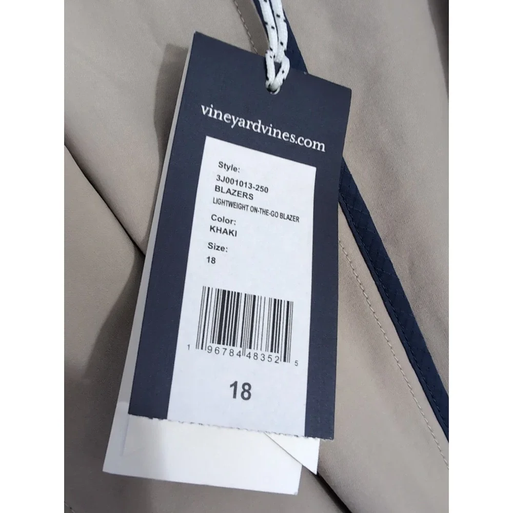 NEW Vineyard Vines OTG On The Go Lightweight Blazer Beige 2 Button Youth Boys 16